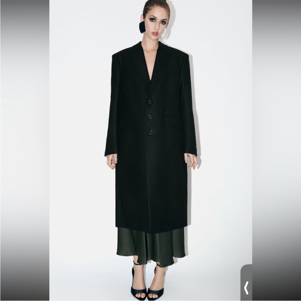 Zara Black Oversized wool blend Coat Jacket STEVEN MEISEL Limited Edition XS NWT